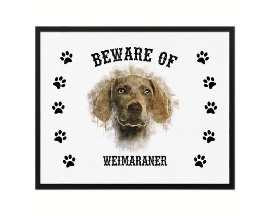 Beware of Russell Terrier Sign Wood Framed Print Wall Art Decor Gifts