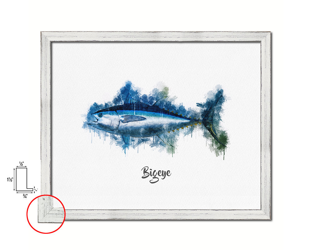 Bigeye Fish Framed Prints Modern Restaurant Sushi Bar Watercolor Wall Art Decor