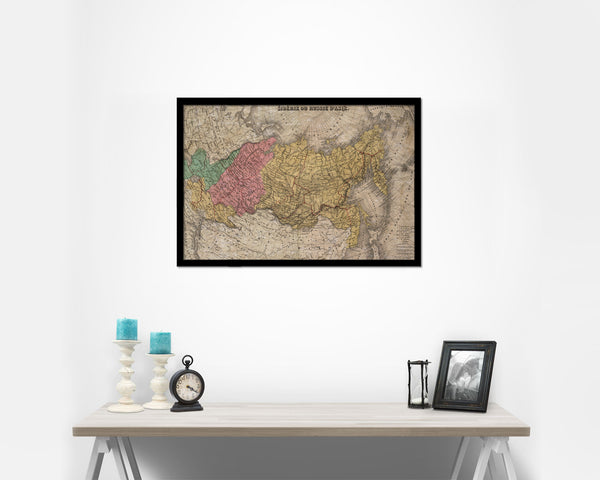 Siberia Russia 1875 Historical Map Framed Print Art Wall Decor Gifts
