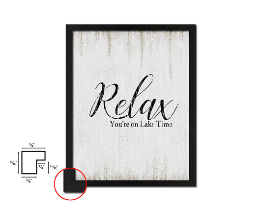 On lake time Quote Wood Framed Print Wall Decor Art