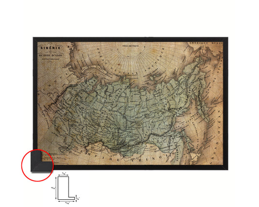 Siberia Russia 1870 Vintage Map Framed Print Art Wall Decor Gifts