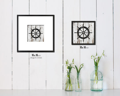 Wheel Nautical Wood Framed Gifts Ocean Beach Fishing Home Decor Wall Art Prints