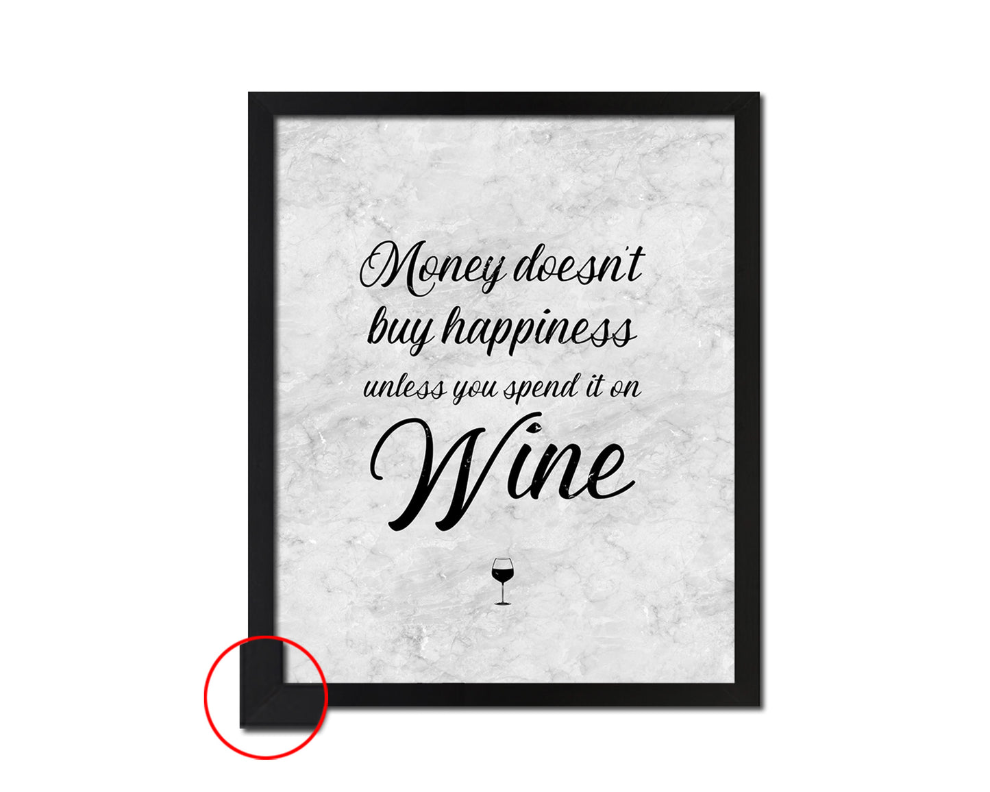 Money doesn't buy happiness unless you spend it on wine Quote Framed Print Wall Art Decor Gifts