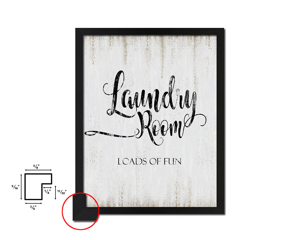 Laundry room loads of fun Quote Wood Framed Print Wall Decor Art