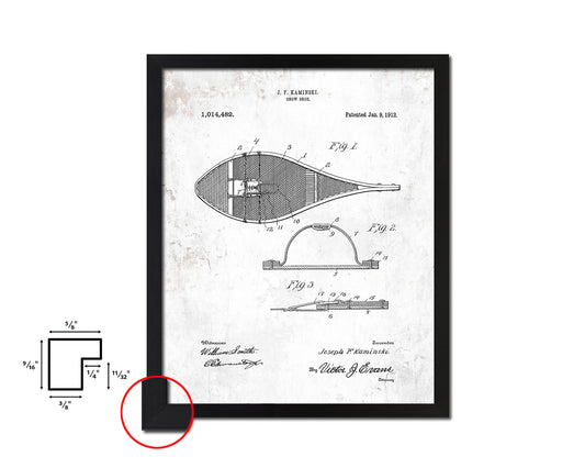 Snowshoe Sports Vintage Patent Artwork Black Frame Print Gifts