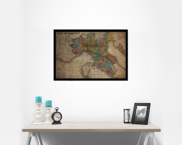 North Iitaly Vintage Map Framed Print Art Wall Decor Gifts