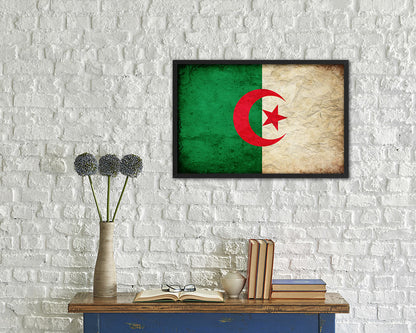 Algeria Country Vintage Flag Wood Framed Print Wall Art Decor Gifts
