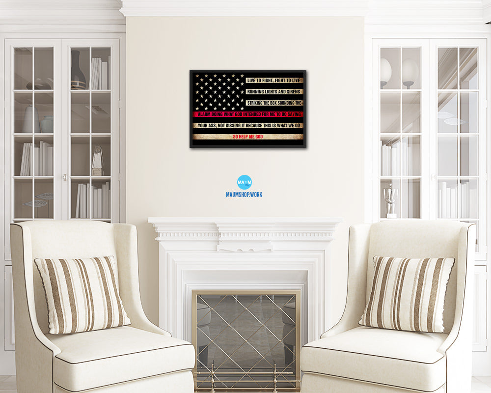 Thin Red Line Honoring Law Enforcement, Powercall Sirens Vintage Military Flag Art