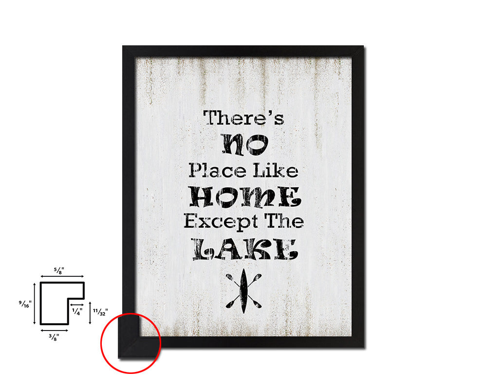 There's no place like home Quote Wood Framed Print Wall Decor Art