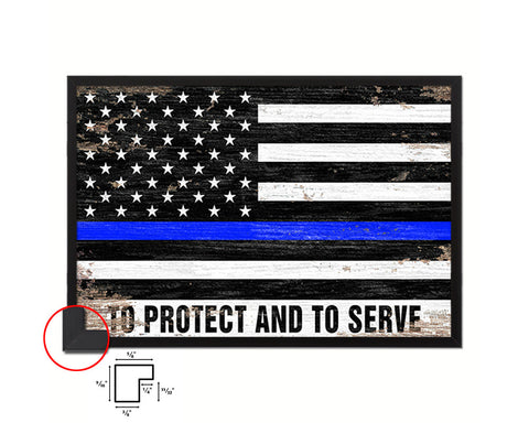Thin Blue Line Honoring Law Enforcement, To protect & to serve Shabby Chic Military FlagArt