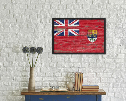 Canadian Red Ensign City Canada Country Rustic Flag Wood Framed Paper Prints Decor Wall Art Gifts