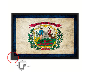 West Virginia State Vintage Flag Wood Framed Paper Print Wall Art Decor Gifts