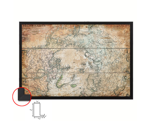 North Pole Stieler Antique Map Framed Print Art Wall Decor Gifts