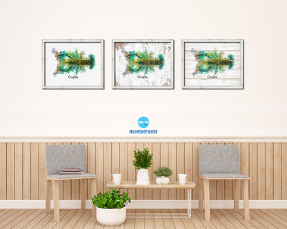 Crayfish Fish Framed Prints Modern Restaurant Sushi Bar Watercolor Wall Art Decor