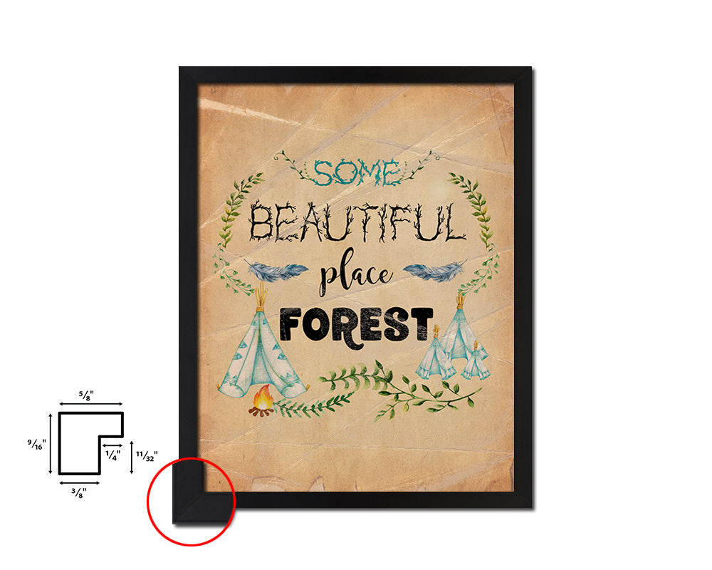 Some beautiful place forest Quote Paper Artwork Framed Print Wall Decor Art