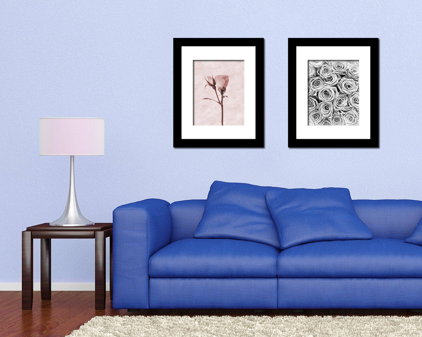 Pink Rose Sepia Plants Art Wood Framed Print Wall Decor Gifts