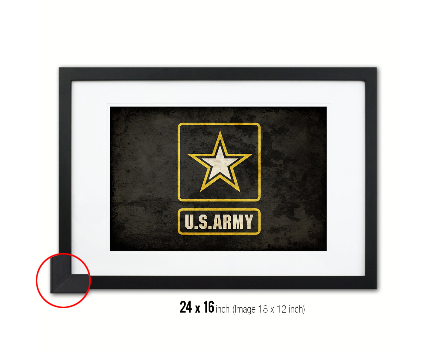 US Army Star Vintage Military Flag Framed Print Sign Decor Wall Art Gifts