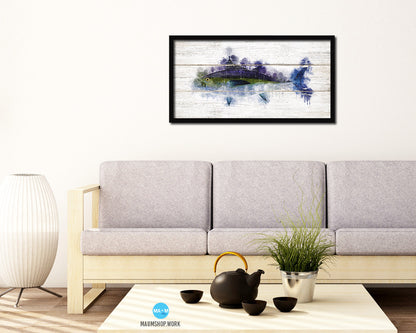 Blackfin Tuna Fish Art Wood Framed White Wash Restaurant Sushi Wall Decor Gifts, 10" x 20"