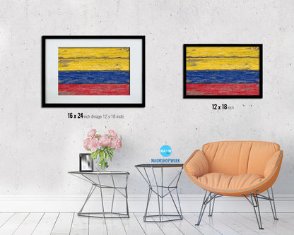 Colombia Country Wood Rustic National Flag Wood Framed Print Wall Art Decor Gifts