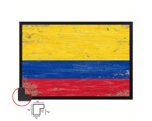 Colombia Shabby Chic Country Flag Wood Framed Print Wall Art Decor Gifts