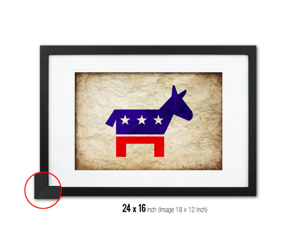 Democratic Party Political Democrat Vintage Military Flag Framed Print Sign Decor Wall Art Gifts