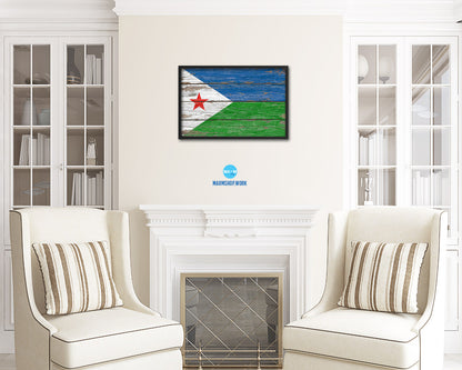 Djibouti Country Wood Rustic National Flag Wood Framed Print Wall Art Decor Gifts