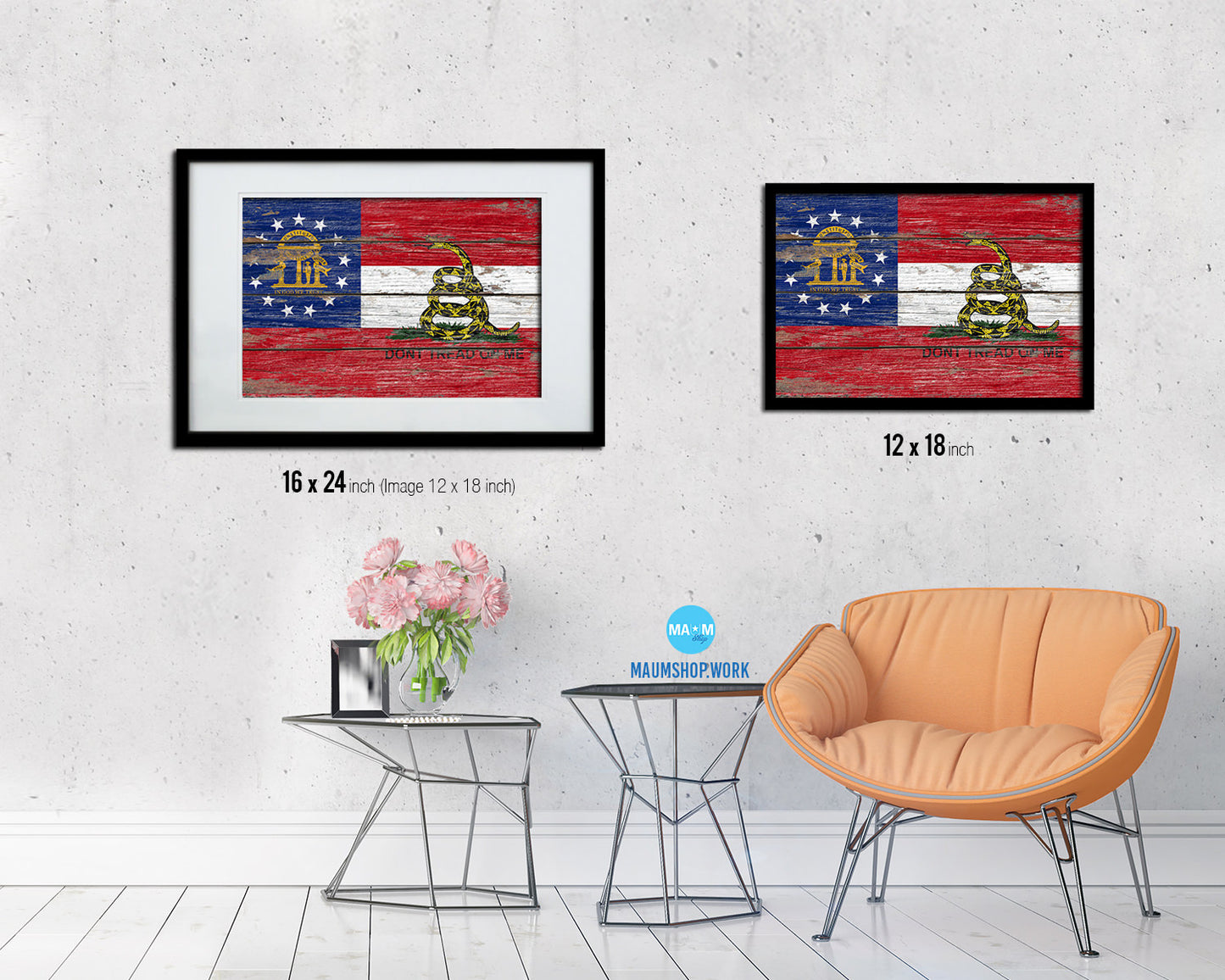 Gadsden Don't Tread On Me North Carolina State Wood Rustic Flag Framed Print Art