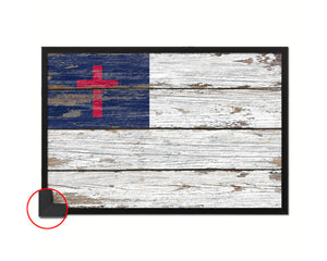 Kayso Christian Religious Wood Rustic Flag Wood Framed Print Wall Art Decor Gifts