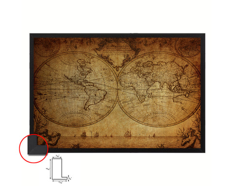 World Johann Matthias Hase 1733 Vintage Map Framed Print Art Wall Decor Gifts