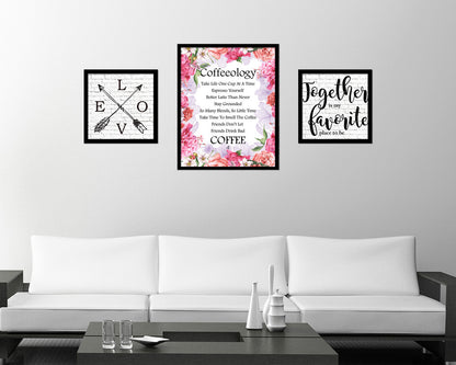 Coffeeology take life one cup at a time Quote Framed Artwork Print Wall Decor Art Gifts