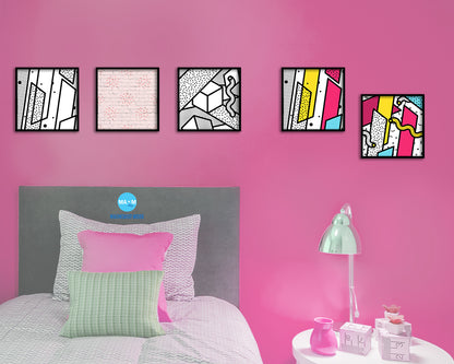 Abstract Line Artwork Wood Frame Gifts Modern Wall Decor Art Prints