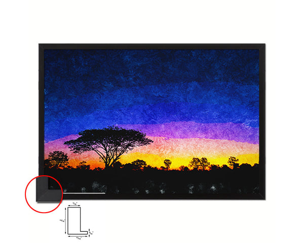 Sunset Tree in Africa Landscape Painting Print Art Frame Home Wall Decor Gifts