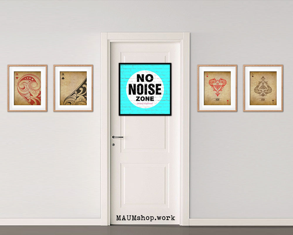 No Noise Zone Shabby Chic Sign Wood Framed Art Paper Print Wall Decor Gifts