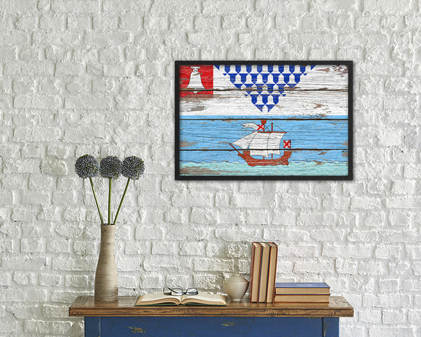 Belfast City Maine State Rustic Flag Wood Framed Paper Prints Decor Wall Art Gifts