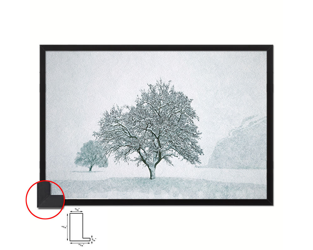 Winter Landscape White  Snow Artwork Painting Print Art Frame Home Wall Decor Gifts