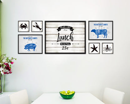 Fresh'n Hot Lunch Vintage Sign Fine Art Paper Prints Wood Frame Wall Art Decor Gifts