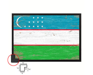 Uzbekistan Shabby Chic Country Flag Wood Framed Print Wall Art Decor Gifts