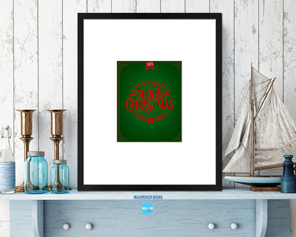 Merry Christmas Tree Holiday Season Gifts Wood Framed Print Home Decor Wall Art