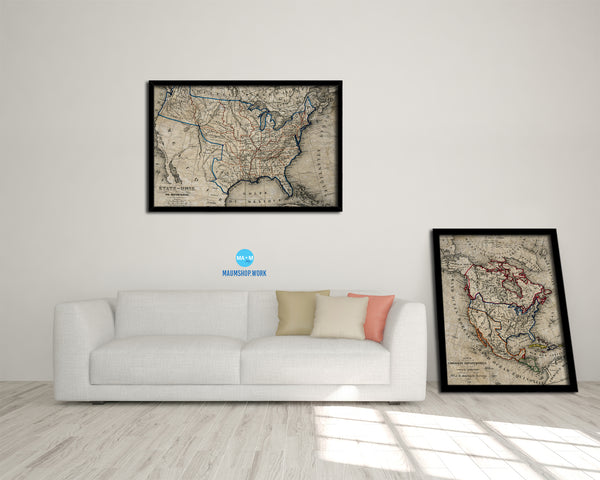 United States Historical Map Framed Print Art Wall Decor Gifts