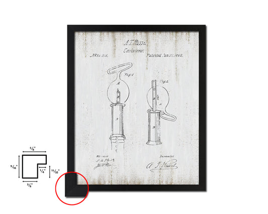 Corkscrew Wine Vintage Patent Artwork Black Frame Print Gifts