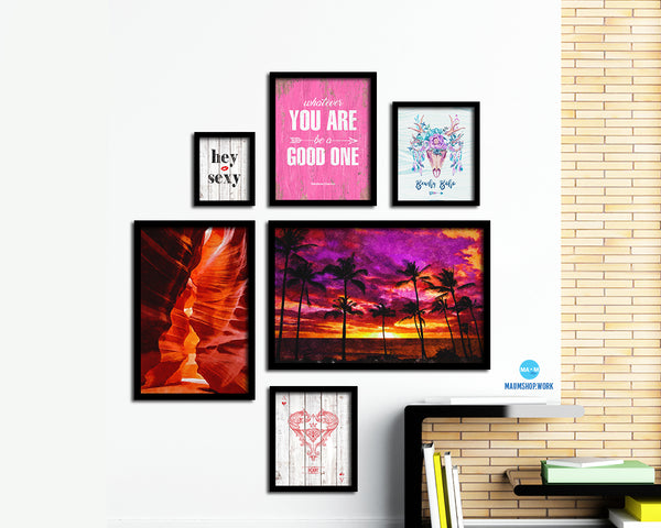 Manhattan Palmtree Sunset Artwork Painting Print Art Frame Home Wall Decor Gifts