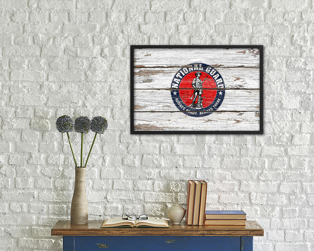 Seal of the United States National Guard Wood Rustic Flag Wood Framed Print Wall Art Decor Gifts