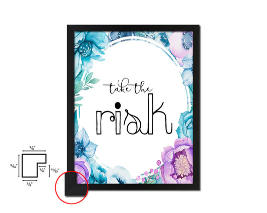 Take the risk Quote Boho Flower Framed Print Wall Decor Art