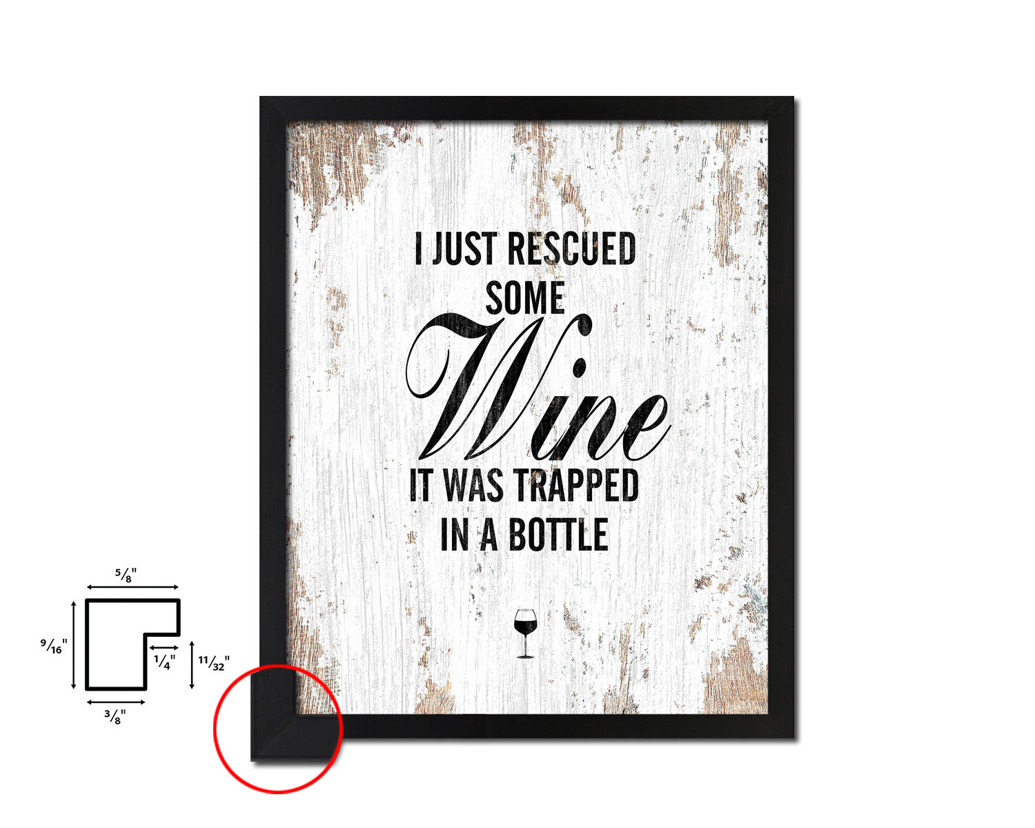 I just rescued some wine, it was trapped in a bottle Quote Wood Framed Print Wall Decor Art Gifts
