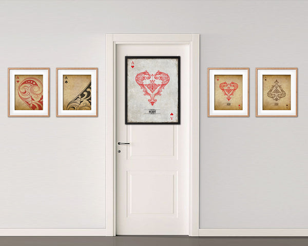 Heart Ace Cards Fine Art Paper Prints Wood Framed Wall Art Decor Gifts