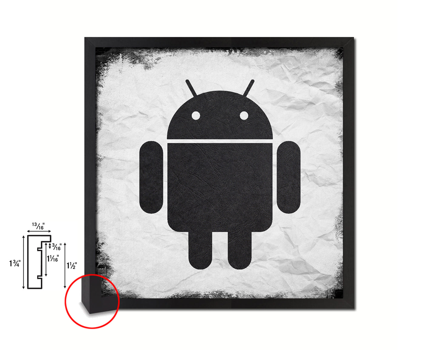 Android Social Media Symbol Icons logo Wood Framed Print Home Decor Wall Art Gifts