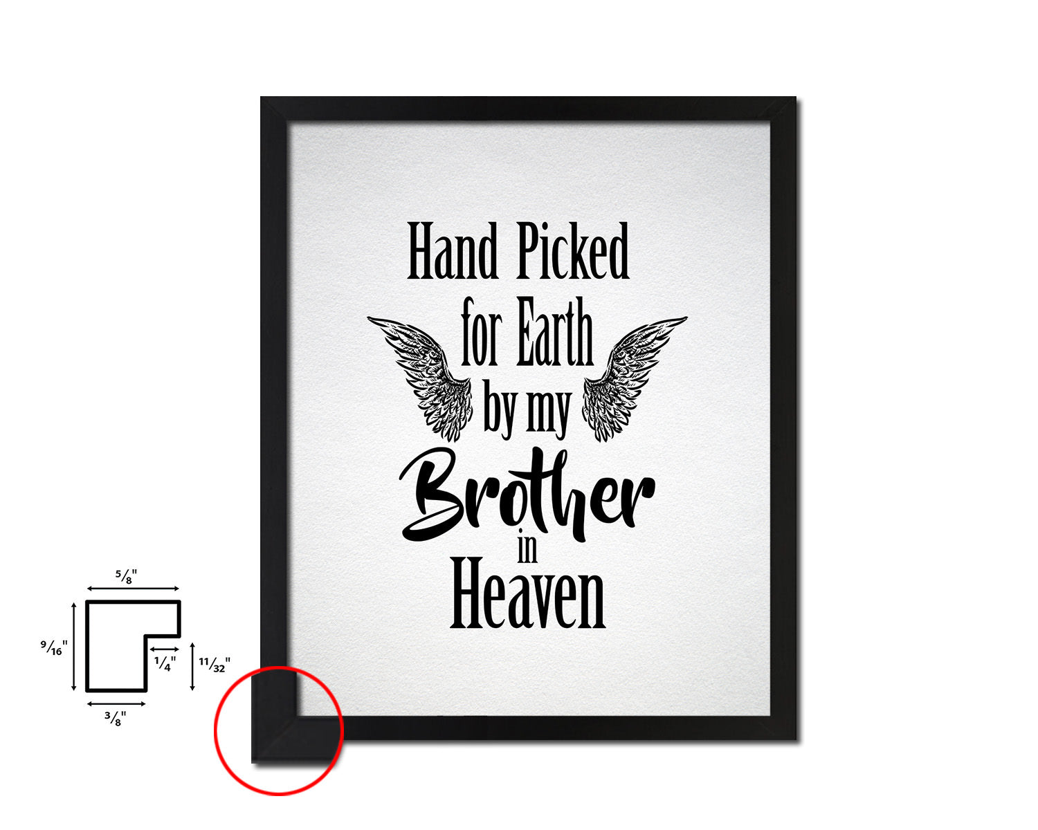 Hand picked for earth by our brother in heaven Quote Framed Print Wall Art Decor Gifts