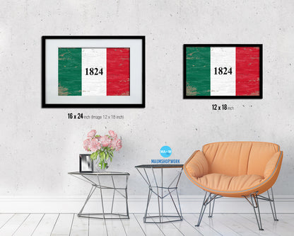 Texas 1824 ALAMO Historical Battle Shabby Chic Military Flag Framed Print Art