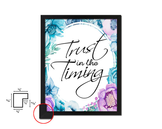 Trust in the timing Quote Boho Flower Framed Print Wall Decor Art