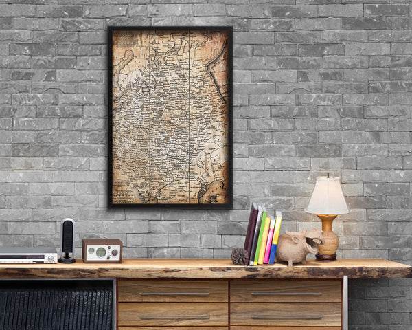 Russia Scandinavia Antique Map Wood Framed Print Art Wall Decor Gifts